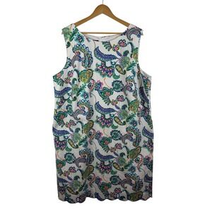NWT‎ Talbots Floral Paisley Sheath Dress Size 22W Scalloped Hem Colorful Preppy